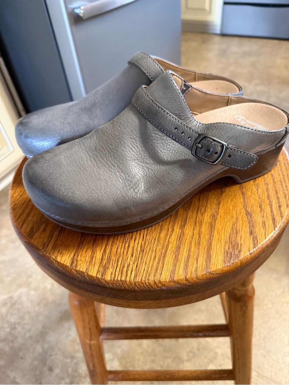 Dansko Women’s Slip-On Leather Clog in Gray - Picture 3 of 9